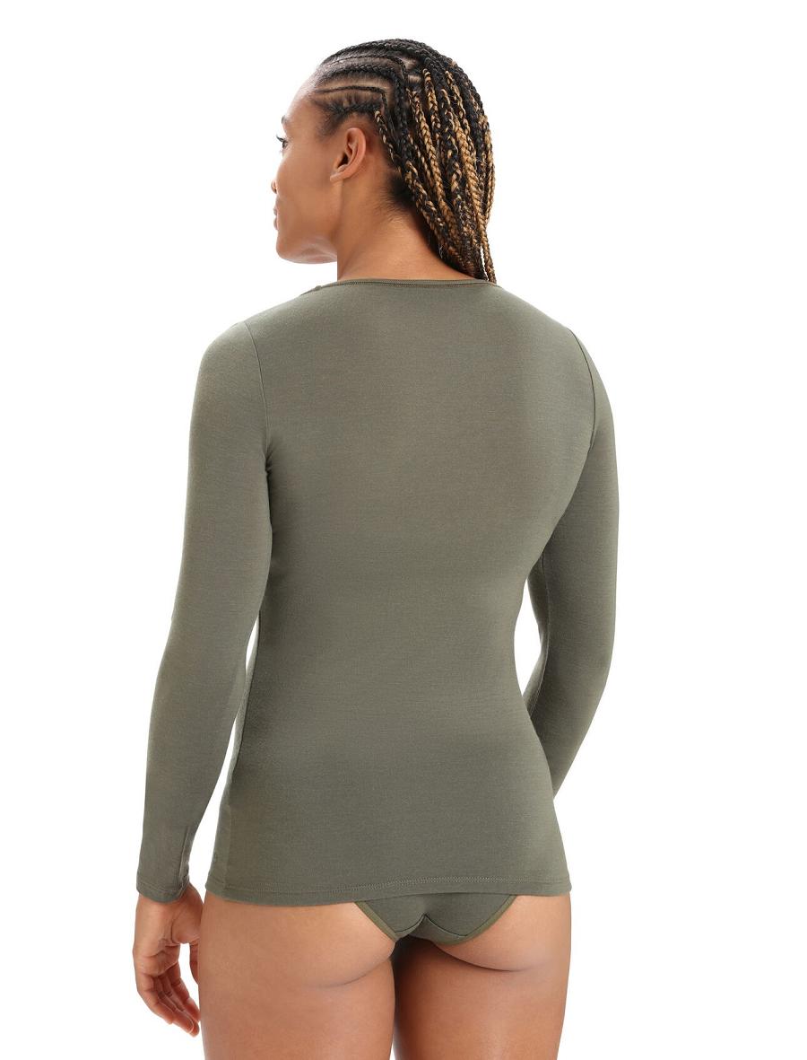 Loden Icebreaker Merino Siren Long Sleeve Sweetheart Top Women's Underwear | AU 1688KORI